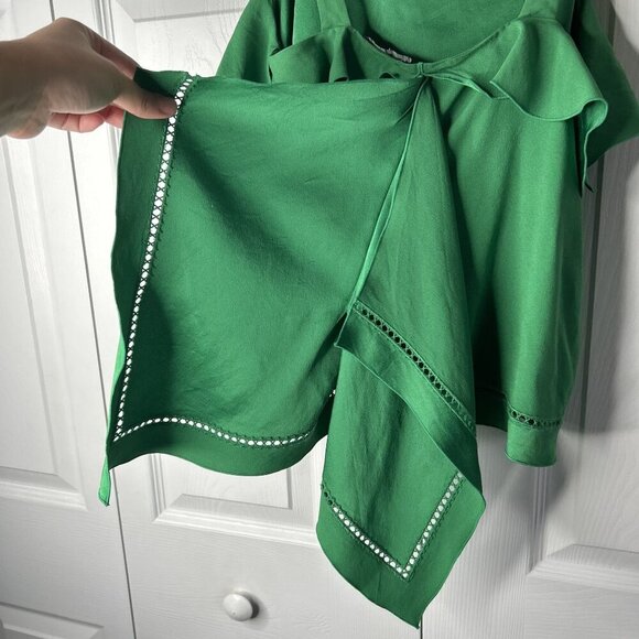 Rachel Zoe Portland Emerald Green Asymmetrical Ruffle Top Women's Size 2 - Picture 7 of 10